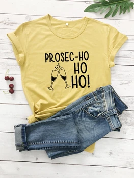 Prosec-Ho Ho Ho t Shirt Atostogų Moterų Juokingas Kalėdų Prosecco mielas grafinis kawaii dovana šūkis grynas grunge tumblr tee top - L004