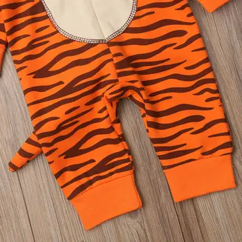 Pudcoco prekės kūdikiui, Naujagimiui Kūdikių Mergaitės Berniukai Animacinių filmų Tigras Gobtuvu Romper Jumpsuit Komplektus mados kūdikis kostiumas žiemos 1Pcs