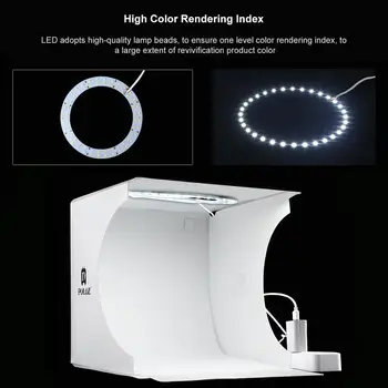 PULUZ Fotografijos šviesdėžės Reguliuojamas Šviesos Žiedas LED Panel Švieslentę Foto Studija Fotografavimo Palapinė Box Rinkinį su 6 Spalvų Backdrops