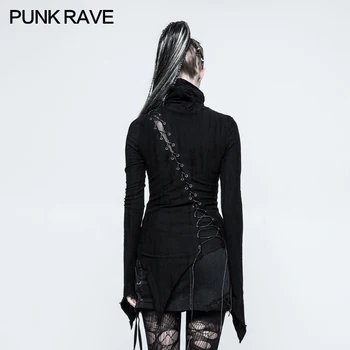 PUNK RAVE Moterų Punk Roko Asmenybės Puloveriai Gothic Lolita Stand-up Apykaklės Steampunk Sexy marškinėliai