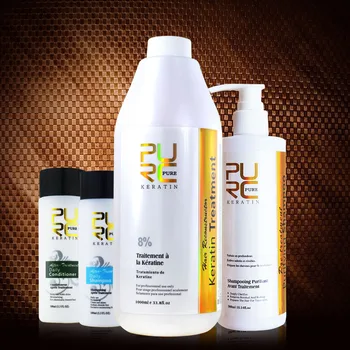 PURC Brazilian keratin plaukų 1000ml 8% formalino ir 300ml šampūnas prieš plaukų tiesinimo kad plaukai išlyginimas