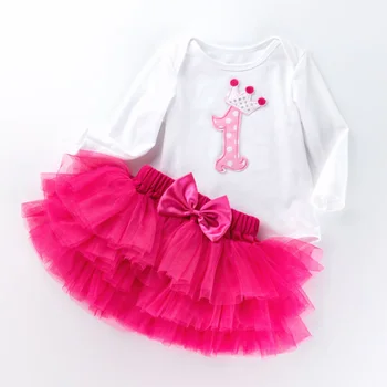 Pusė gimtadienio komplektus naujagimio kombinezonas kūdikiui baby girl drabužiai nustatyti ilgomis rankovėmis romper+tutu sijonas šalis gimtadienio drabužių medvilnės