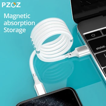 PZOZ Usb kabelis Magnetinio absorbcijos iphone kabelių 11 pro max Xs Xr X SE 2 8 7 6 plius 6s 5s 