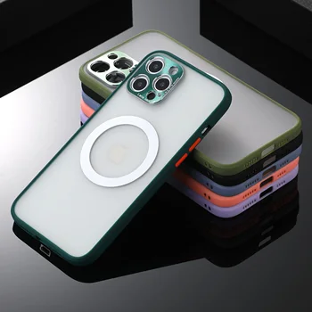 Pūga Magnetinio Telefono dėklas Skirtas iPhone 12 Pro Max Mini 11 X XS XR 8 Magsafe Įkroviklį, Apsauginis Dangtelis Belaidžio Bamperis Plonas Rubisafe