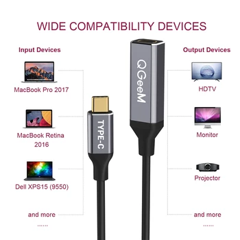 QGeeM USB C Tipo 3.1-Mini-DP-Female Kabelio Adapteris 4K 60HZ HDTV USB C, Mini DP Konverteris, skirtas Macbook HuaWei Mate 10 Samsung S8