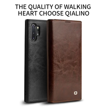 QIALINO Originali Odinis dėklas, skirtas Samsung Note 10 Maišelį Kortelės Lizdas Ultra Plonas Flip Dangtelis Pastaba 10+5G Plius 6.3/6.8 colių