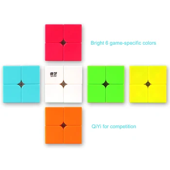 QiYi 2x2 vientisos Spalvos Profissional Magic Cube Konkurencijos Greičio Įspūdį Kubeliai Žaislai Vaikams, Vaikams kubo Žaidimas-konkrečių 6 Spalvų