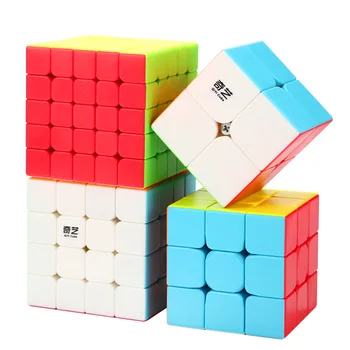 Qiyi 4 Kubus Rinkinys Magic Neo Kubas Nustatyti 2x2 3x3x3 4x4x4 5x5x5 Stickeless Kubą ir Smegenų Mokymo Vaikų Žaislai