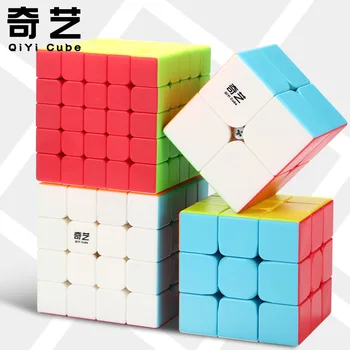 Qiyi 4 Kubus Rinkinys Magic Neo Kubas Nustatyti 2x2 3x3x3 4x4x4 5x5x5 Stickeless Kubą ir Smegenų Mokymo Vaikų Žaislai