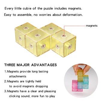 Qiyi Macaron Magnetinio Magiškasis Kubas 3x3x3 Stickerless Kubo Galvosūkį Profesinės Speedcube Galvosūkiai švietimo žaislai vaikams, suaugusiems