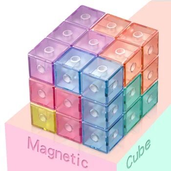 Qiyi Macaron Magnetinio Magiškasis Kubas 3x3x3 Stickerless Kubo Galvosūkį Profesinės Speedcube Galvosūkiai švietimo žaislai vaikams, suaugusiems