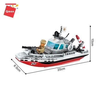 QMAN 235PCS Kariuomenės Mūšis Serijos pamatas Jūrų Pajėgų Pakrantė, valtis 3 Skaičiai modelio Švietimo Plytų Žaislas vaikams