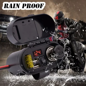 Rainproof 12V/24V Motociklo Telefono Įkroviklį Dual USB Įkroviklis Rankenos 5V 3A Adapteris, Maitinimo Lizdas Žiebtuvėlis