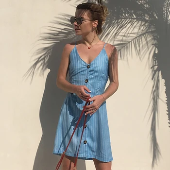 Rankovių Lanką Juosmens Spageti Dirželis Seksualus Paplūdimio 2020 v kaklo Moterų Mados Aukštos Backless Spausdinti Atsitiktinis suknelės Linijos Suknelė