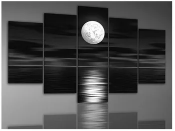 Rankų darbo Šiuolaikinių Juoda Nuotrauką Ant Drobės Mėnulis Aliejaus Tapybai Rankomis dažyti Sienos Menas Abstraktus Sescape Namų dekoro Kraštovaizdžio