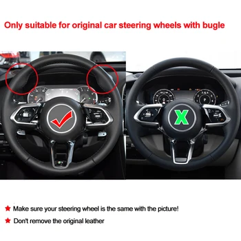 Rankų Siuvimo Automobilio Vairo Padengti Wrap Zomšiniai Karvės Odos Jaguar XE XEL 2020 Auto Reikmenys Nerijos ant Vairo