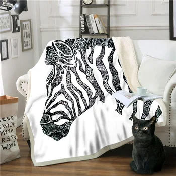 Rankų tapybos zebra arklių skaitmeninis polar fleece antklodė šilta išlaikyti mesti antklodę