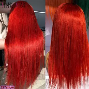 Raudona 13*1 Nėriniai Priekiniai Žmogaus Plaukų Perukai Moterims, Tiesiai Nėriniai Priekiniai Nėriniai Perukas Dalis Peru Remy Žmogaus Plaukų Perukai Prieš Nupeštos 150%