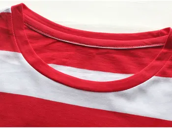 Raudona Balta Dryžuotas ilgomis Rankovėmis T Shirts Tees Vyrų Apvalios Kaklo Spalvinga Black White Stripes Vyrų Atsitiktinis