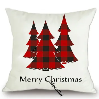 Raudona Geometrinis Kalėdų Senį pagalvės užvalkalą Kalėdų Sofa Aksomo Pagalvėlės Dangtis Namų Dekoro Happy Xmas Tree Briedžių Fundas De Colchon