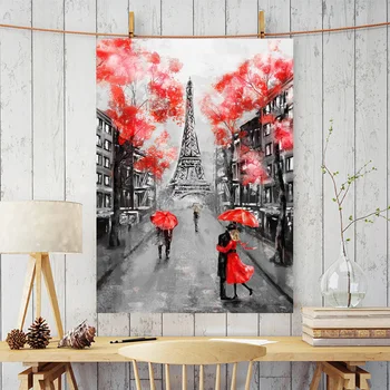 Raudona Gėlė, Plakatai Paryžiaus Bokšto Nuotrauką Šiaurės Drobė, Tapyba už Kambarį Mergaičių Miegamojo Sienos Meno Spaudinius Mados Namų Dekoro