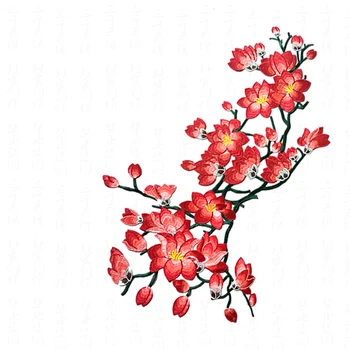 Raudona Magnolia Gėlių Siuvinėjimas Pleistrai Lipdukas Drabužių Parches Para La Ropa Aplikacijos Siuvinėjimo Gėlių Dėmės