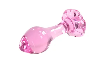 Rausvos spalvos, stiklinis analinis kaištis stiklo butt plug sklandžiai analinis kaištis stiklo dildo prostata masažas dilatador analinis granulės sekso žaislai poroms
