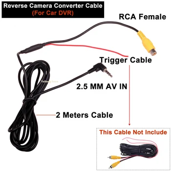 RCA 2,5 MM AV Kabelį Automobilių DVR vaizdo Kamera Galinio vaizdo Stovėjimo Kameros Adapteris