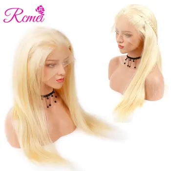 Rcmei Šviesūs Perukas Brazilijos 613 Blond Visiškai Nėriniai Perukas Tiesūs Plaukai 130% Visiškai Nėrinių Žmogaus Plaukų Perukai Su Kūdikio Plaukų, Valsčiaus Gamtos