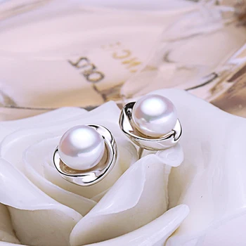 Realus fizinis pearl stud Auskarai moterims, sidabras 925,juodos spalvos gėlavandenių perlų papuošalai motinos geriausia dovana aukštos kokybės