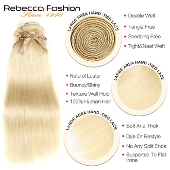 Rebecca 613 Blond Ryšulius Su Uždarymo Peru Remy Tiesiai Žmogaus Plaukų 3 Ryšulius Su Uždarymo Nemokamas Pristatymas