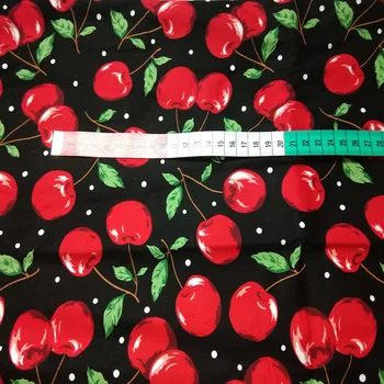 Red Cherry 98/3 Medvilnės Spandex Elastinga Raštuoto Audinio Kratinys Gėlių Tampus Audinys Šalies Namų Dekoro