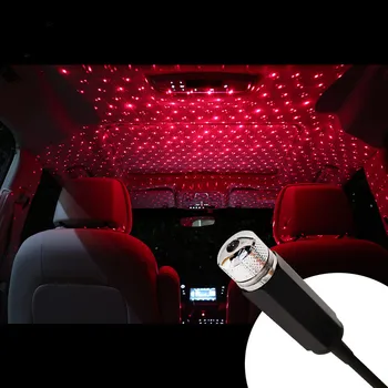 Reguliuojamas Mini LED Automobilio Stogo Star Naktį Žibintai Projektoriaus Šviesos Interjero Aplinkos Atmosferą Galaxy Lempos Apdailos Šviesos USB Kištukas