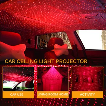 Reguliuojamas Mini LED Automobilio Stogo Star Naktį Žibintai Projektoriaus Šviesos Interjero Aplinkos Atmosferą Galaxy Lempos Apdailos Šviesos USB Kištukas