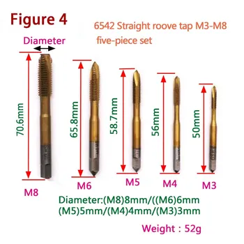 Reguliuojamas T Rankenos Plieno Varžtas Bakstelėkite Padengtas Titano Spiralės Metrinis Sriegis Bakstelėkite M3-M8 Staklininkas Rankiniai Įrankiai Tap & Die Set