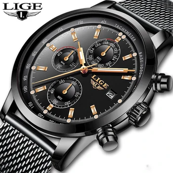 Reloj Hombre 2019 LIGE Oficiali Parduotuvė Top Prekės ženklo Mados Naujų Vyrai Laikrodžiai Vandeniui Laikrodis Kvarcinis Laikrodis Šviesos Chronograph
