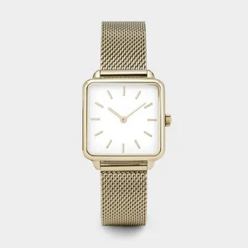 Reloj Mujer Prabanga Moterų Laikrodžiai Rose Gold Paprasta Magnetinio Tinklelio Diržo Juosta Žiūrėti Moterų Mados Aikštė Laikrodis Zegarek Damski