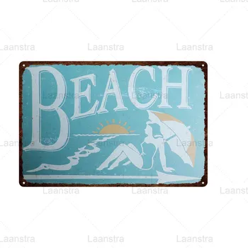 Retro Alavo Pasirašyti Beach & Bar & Virėja Temą Geležies Lakštų Apdaila, Metalo, Ketaus Plokštės Bar Pub Beach Party Virtuvės Restoranas Sienos Menas