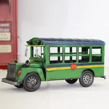Retro Amerikos mokyklos autobusas modle Derliaus metalo autobusai Automobilio modelio Fotografijos rekvizitai baras decoratin