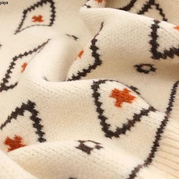 Retro diamond trikotažo liemenė liemenė moterims dėvėti naujų korėjos versija, rankovių megztinis megztinis švarkas