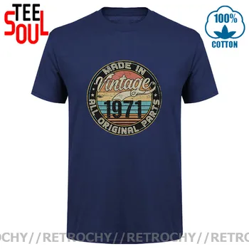 Retrochy Derliaus Pagamintas 1971 Visi Originalus Dalis marškinėliai vyrams Retro 1971, T-marškinėliai Classic 49. Gimtadienio Tėvo Diena Dovanos Tee marškinėliai