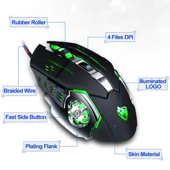 RGB Vertikalus Ergonomiškas Gamer Pelė Usb Laidinio Garso Mechaninė Mause Led Optinis 6 Klavišą Silent Gaming Mouse For PC Kompiuteris, Nešiojamas kompiuteris
