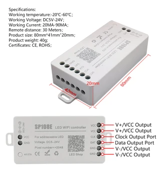 RGB WS2812B Led šviesos juostelės WS2812 30/60/144 Led/m SP108E Wifi Led valdiklis USB DC jungtis rinkinys DC5V 1m / 2m / 3m / 4m / 5m