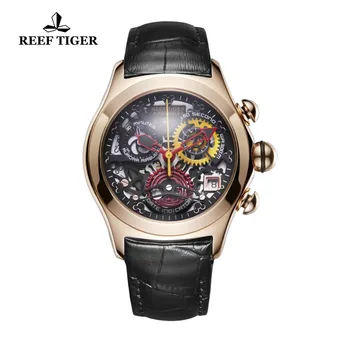 Rifas Tigras/RT Ponios Mados Laikrodžiai Skeletas Laikrodžiai Šveicarijos Ronda Judėjimo Prabangus Rožių Aukso Laikrodžiai Data RGA7181
