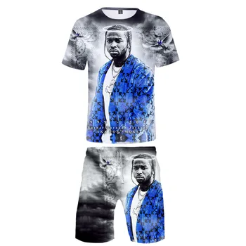 RIP Hip-Hop Reperis Pop Dūmų 3D Spausdinimo trumpomis Rankovėmis T-shirt ir Paplūdimio Šortai Dviejų dalių Komplektas Vyrų Kostiumas Atsitiktinis Tracksuit Sportinę aprangą