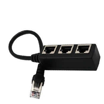 RJ45 LAN Ethernet Juoda Tinklo Jungtis Splitter Adapterio Kabelis, skirtas Tinklų Išplėtimas 1 Vyrų ir 3 Moterų Tinklo Kabelis