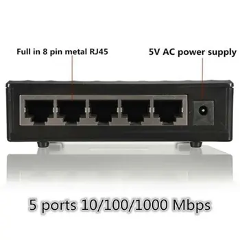 RJ45 MINI 5-Uostai, Fast Ethernet Tinklo Juoda Jungiklio Centru KOMPIUTERIO Gigabit switch 5-port Ethernet jungiklis