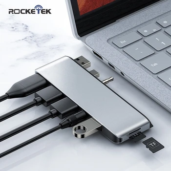 Rocketek USB 3.0 HUB kortelių skaitytuvas 4K su HDMI suderinamų Garso Lizdas 3.5 mm TF Micro SD adapteris, skirtas 