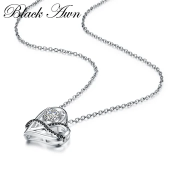 Romantiška Atvykti 925 Sterlingas Sidabro Fine Jewelry Madinga Dalyvavimas Širdies karoliai & pakabučiai Moterų Bijoux Femme P070