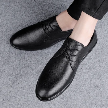 RONGLAI klasikinis verslo vyrų oficialų odiniai batai mados elegantiškas oficialią vestuvių bateliai vyrai office derby batai vyriški juodos spalvos naujas